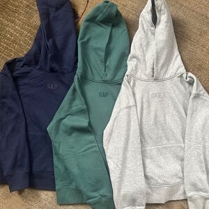 Embroidered GAP Kids Hoodies in Navy, Green, and Gray - Size 10 3 for $30